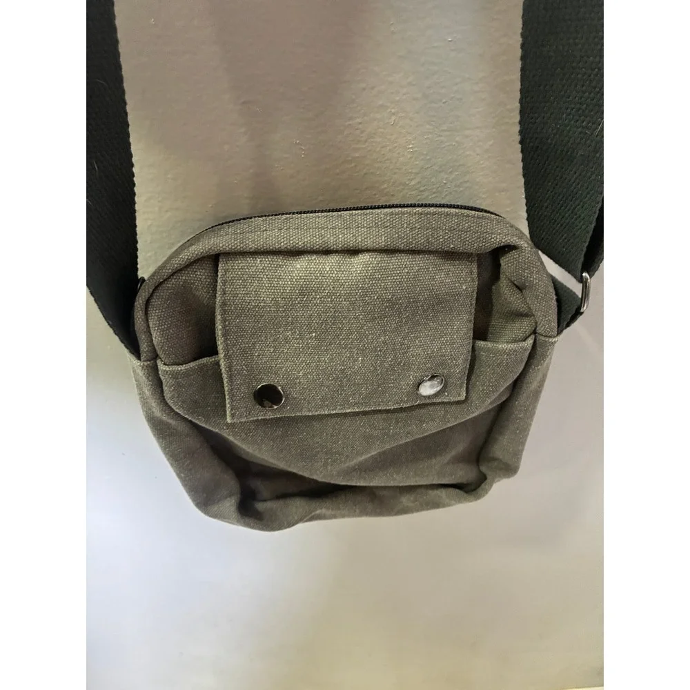 Harwish Gray Canvas Crossbody Bag Small Utility Messenger Tactical Travel Pouch
